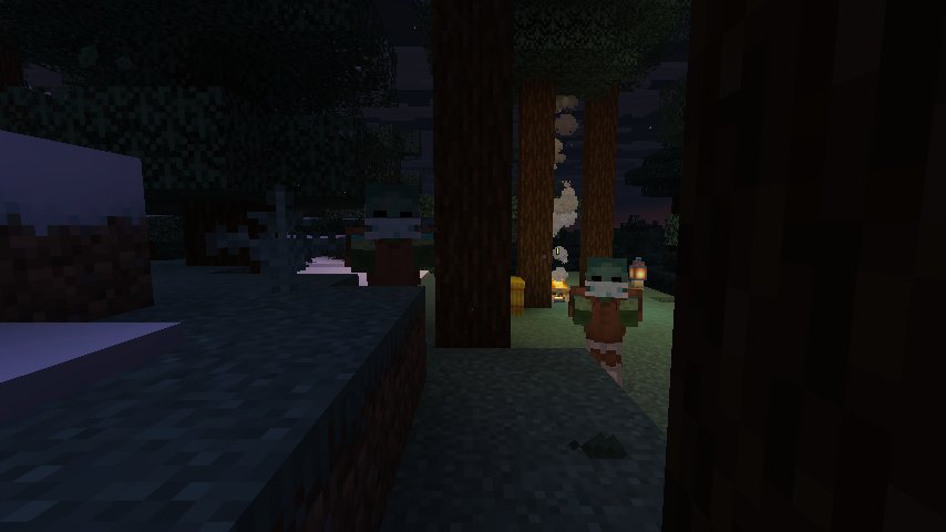 Patients in gowns and surgical masks approaching the camp at dusk