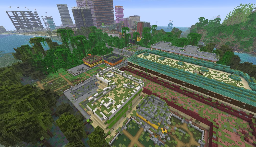 APOCALYPSE from above - nature reclaiming a ruined park district.