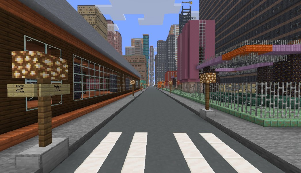 Named streets, sidewalks, and crosswalks.