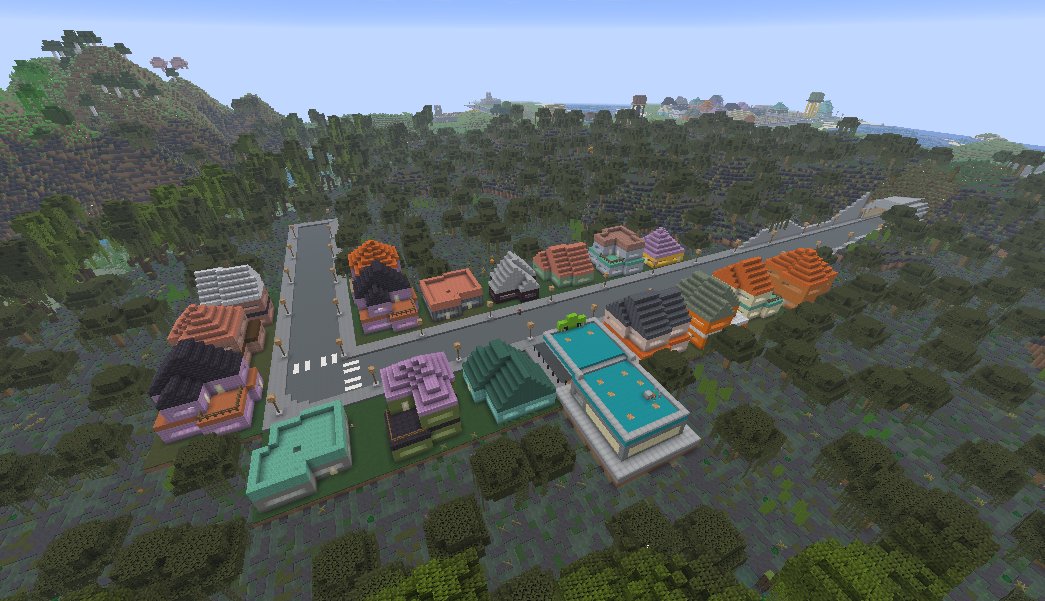 A quiet suburb road winding through the trees.