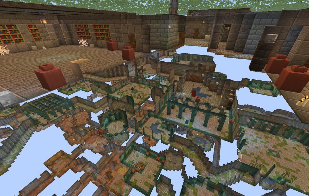 Looking down from the Crypt into the Sunken Halls.