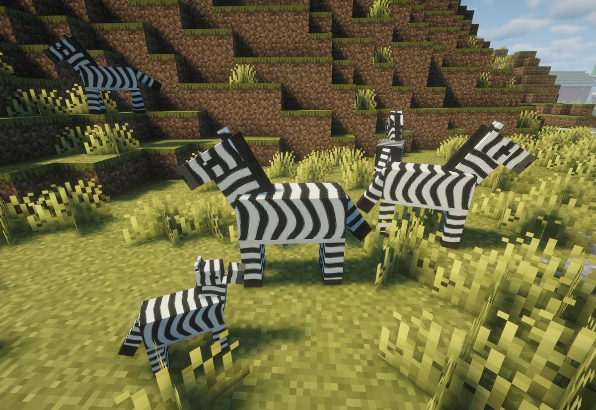 A zebra herd with a foal on a savanna hillside.